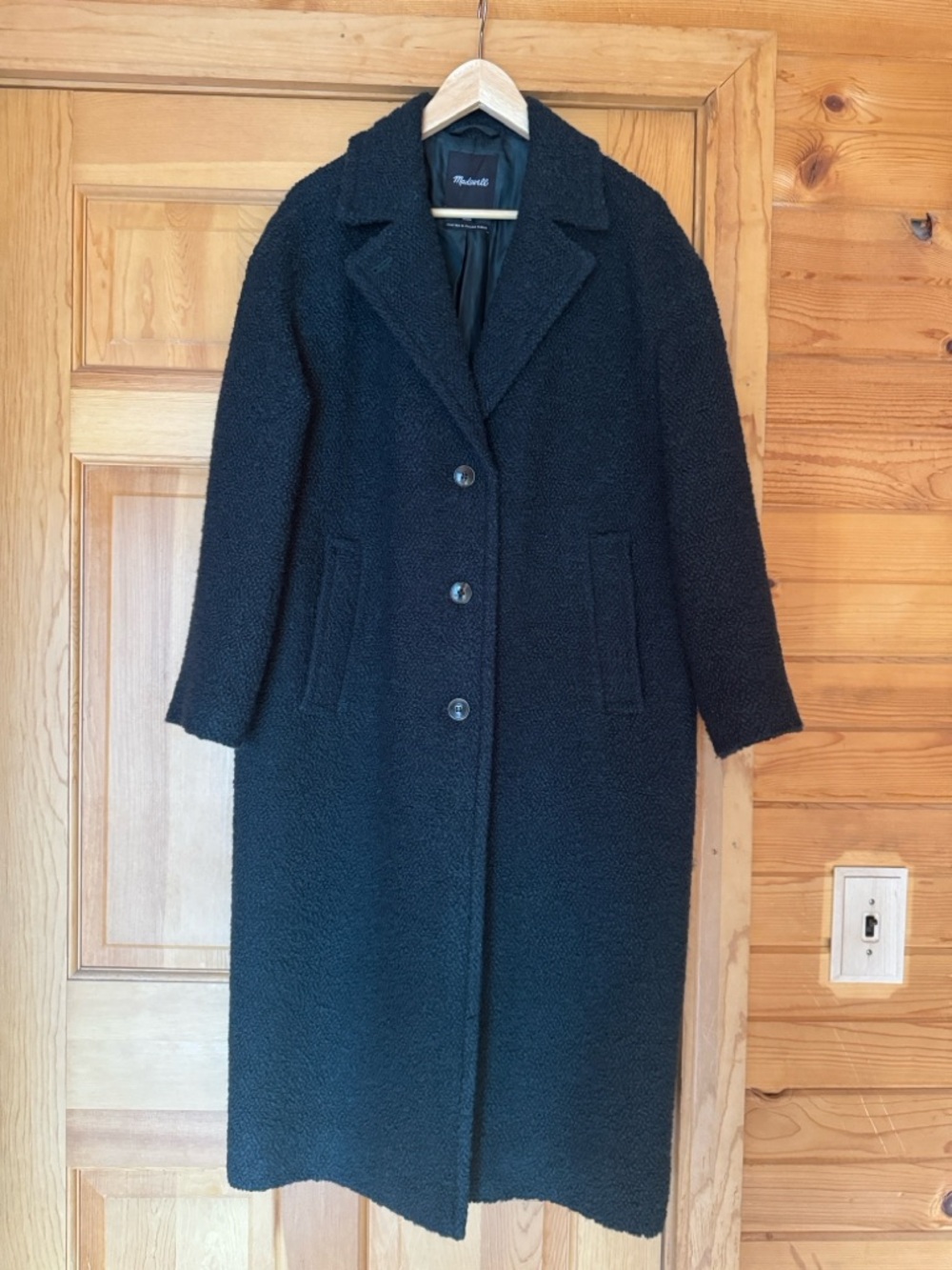 Madewell Wool Long Topcoat-Deep Teal Green-Medium